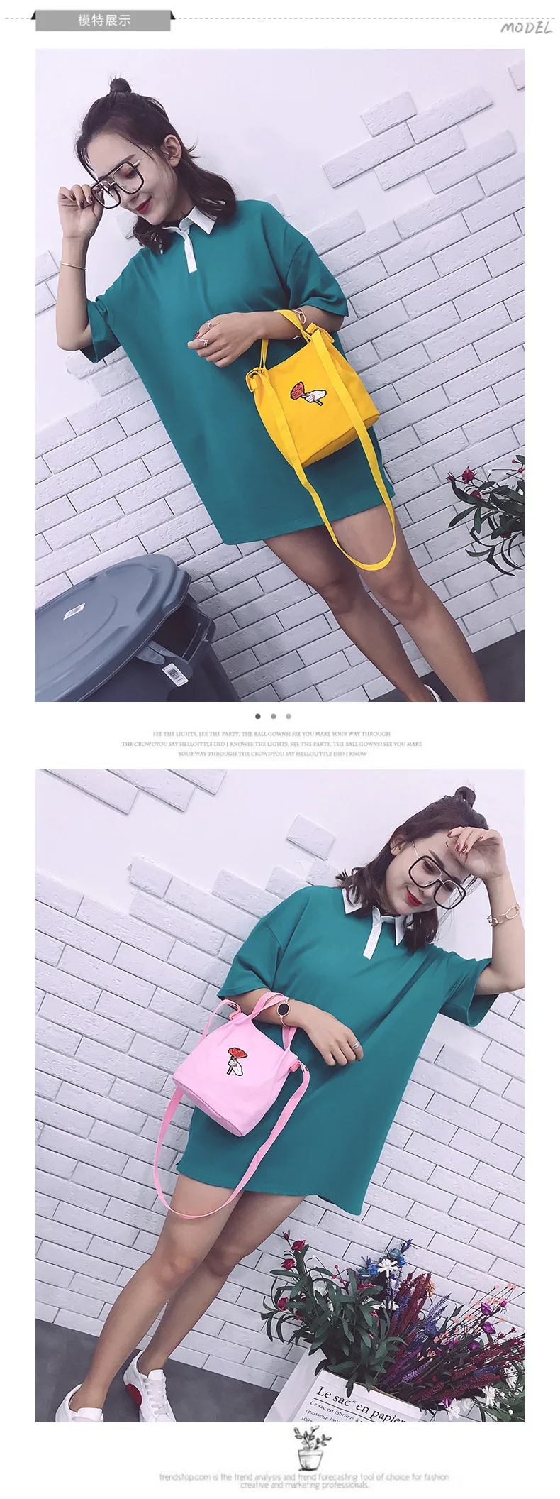 New Style Summer Canvas Bag Fashion Small Bucket Cartoon Solid Color Candy-Colored WOMEN'S Bag Literature And Art Mini Cross-bod