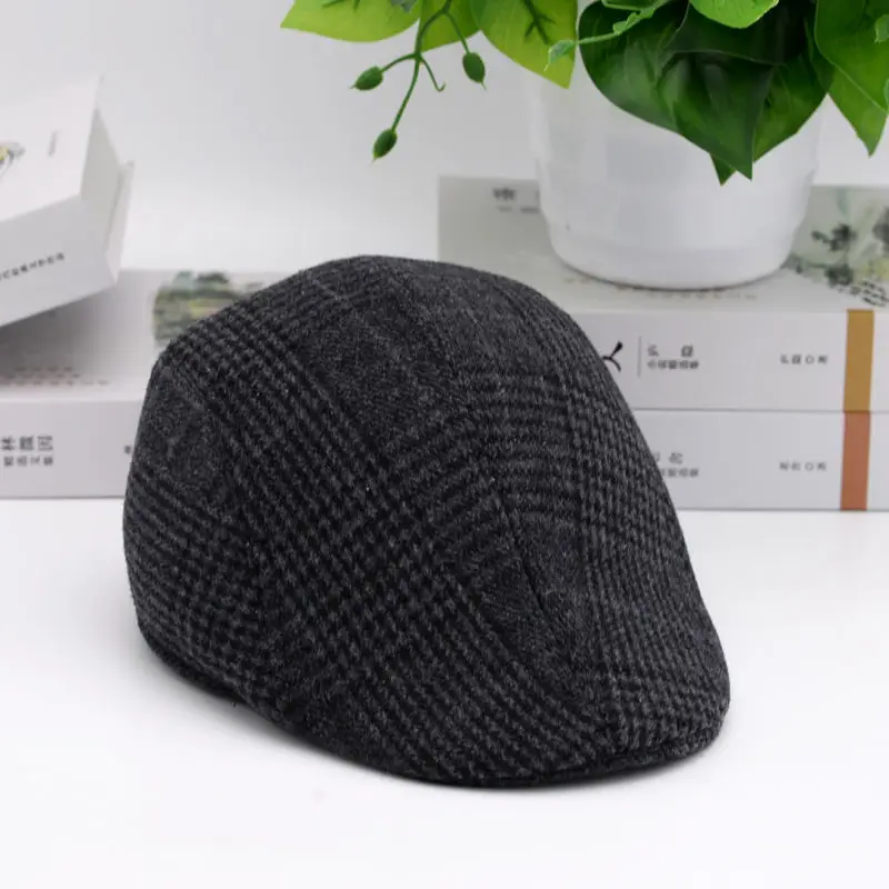 New Spring Autumn Men Cotton Peaked Cap Fashion Trend Simple Striped Beret British Retro Style Casual Keep Warm Painter Hat D11 beret cap for men