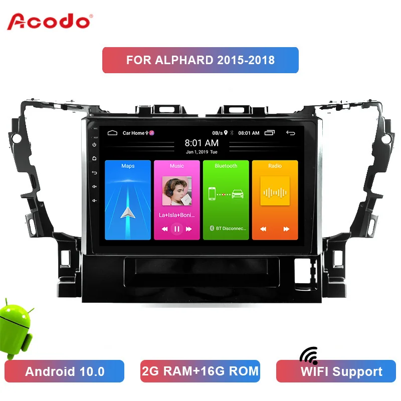 

ACODO 2+16G Android 10.0 Car Radio Multimedia Player For Toyota Alphard 2015-2018 Navigation GPS 2 din