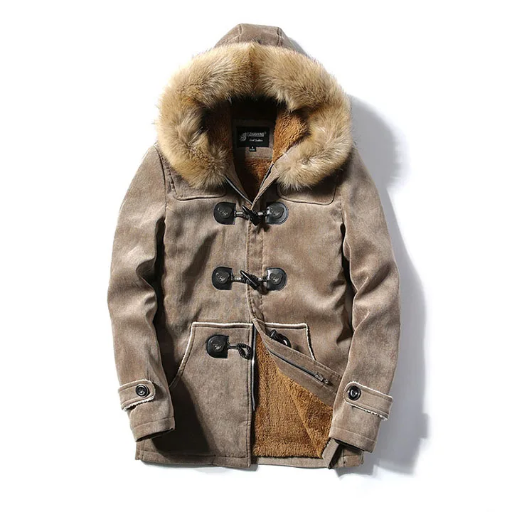 Mcikkny, мужские зимние теплые куртки, пальто с флисовой подкладкой, Теплые Длинные куртки, верхняя одежда для мужчин, парка, ветровка - Цвет: Khaki