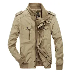 Брендовая мужская куртка с воротником-стойкой, на молнии, армейский Стиль, военный Бомбер, куртка для мужчин 2019, повседневные куртки и