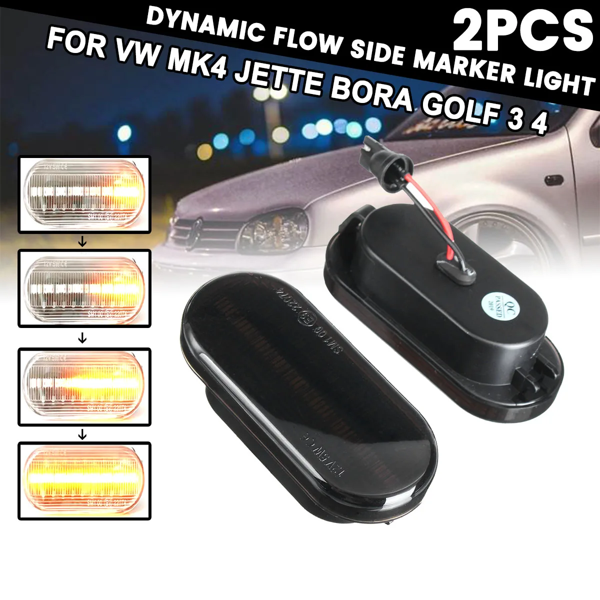 

1 Pair For VW MK4 Jette Bora Golf 3 4 Lupo Passat 3B 3BG Polo 6N 6N2 9N LED Dynamic Side Marker Indicator Signal Lights