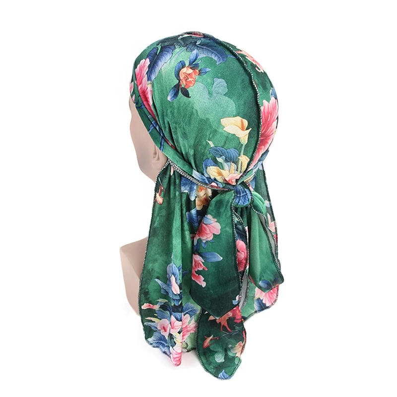 Doo Rags Цветочная удлиненная бархатная печатная длинная хвостая пиратская шляпа хип-хоп тюрбан шапка Повязка На Голову Бандана головной убор