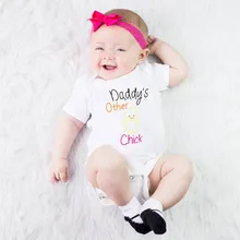 Комбинезоны для маленьких девочек, милая одежда для малышей с принтом «день отцов», хлопковая летняя одежда с короткими рукавами для малышей 0-24 месяцев