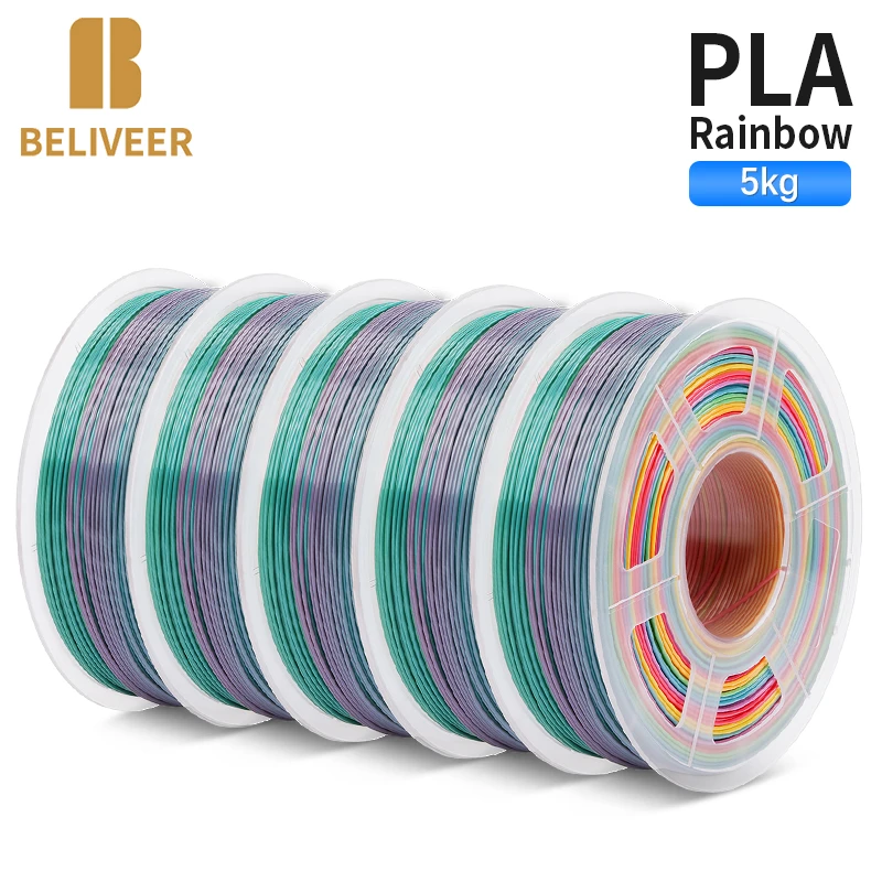 3D Filament PLA Rainbow 3D Printer 1.75MM 5 Rolls / Set Refills Bendable Non-toxic Fastship Printer Handles DIY Gift