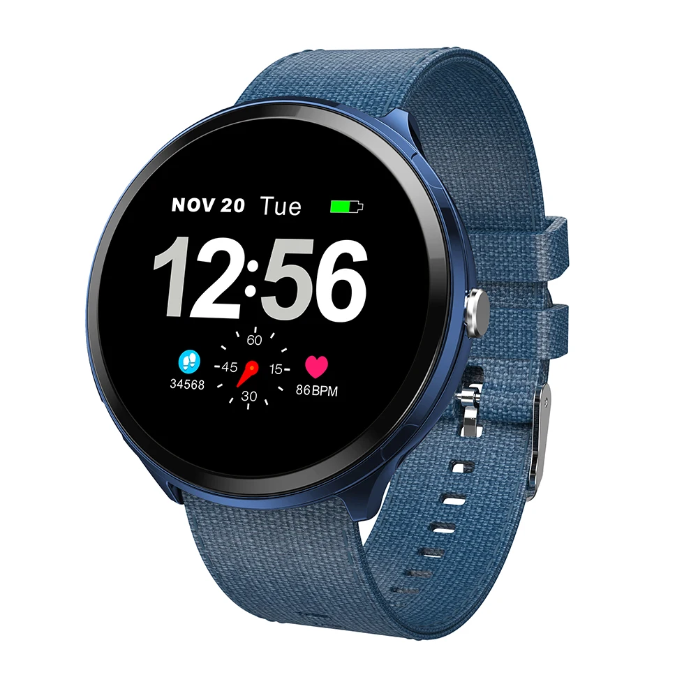 

NEW 2019 Smart Watch Canvas strap Men 1.3 Inch businese Smartwatch Heart Rate Monitor Blood Pressure Watch for IOS Andriod