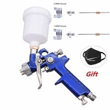 HVLP распылитель для торта, настенная живопись, модель, изготовление 0,8 мм, 1,0 мм, набор стальных насадок, H-2000 Аэрограф, мебель для автомобилей, набор для рисования своими руками