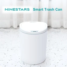 ใหม่ NINESTARS Touchless Smart ถังขยะ Motion Sensor Well ปิดผนึก LED เหนี่ยวนำห้องครัวถังขยะ10L บ้าน Ashbin ถัง