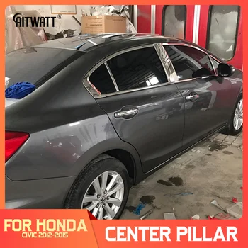 

AITWATT For Honda Civic 9th 2012 to 2015 Stainless Steel Window Center Pillar Cover Trim Decoration Strip Car Styling Part 10pcs