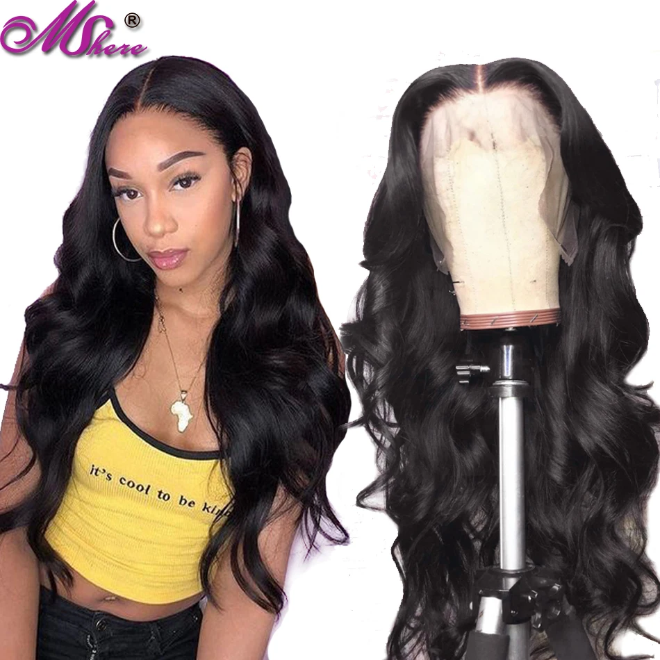 Парики Mshere Body Wave 150% 13x4 на сетке спереди перуанские человеческие волосы без