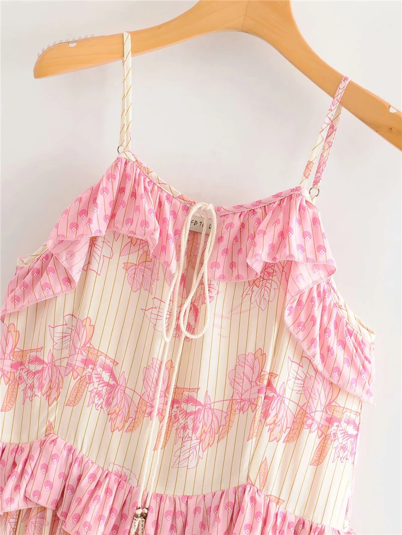 Винтажное шикарное женское розовое платье без рукавов с цветочным принтом