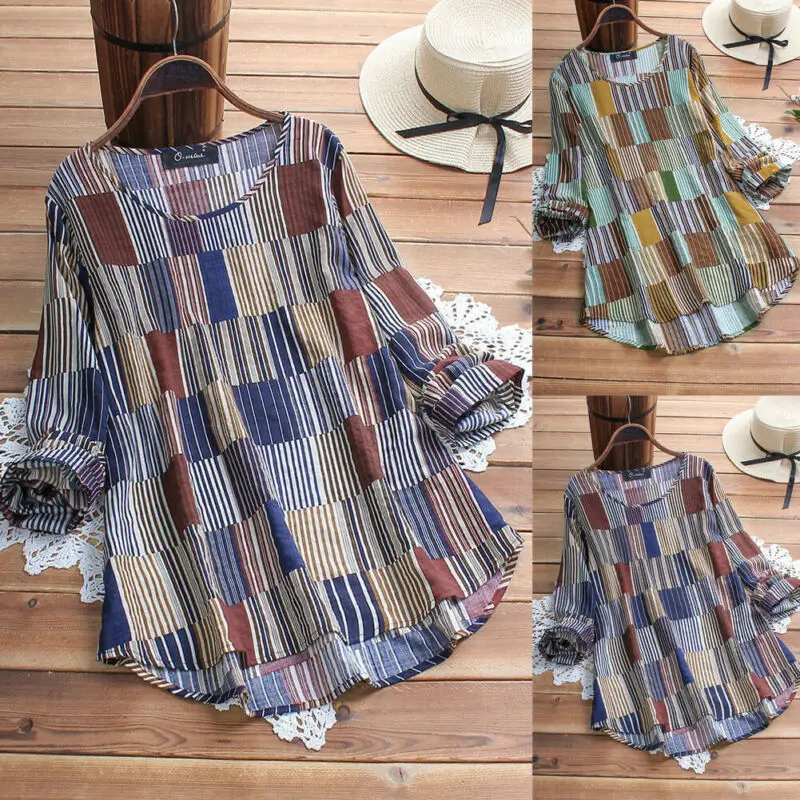 Womens Summer Blouses Striped V Neck Blouses Loose Baggy Tops Tunic Shirts Plus Size L-5XL Large Size Ladies Blusa Womens Summer Blouses Striped V Neck Blouses Loose Baggy Tops Tunic Shirts Plus Size L-5XL Large Size Ladies Blusa