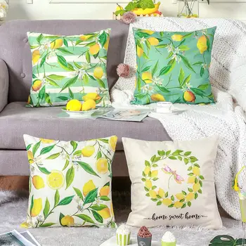 

4Pc Decorative Pillow Cover Plant Cushion Cover 45X45cm Letter Pillow Case For Home Sofa Living Room