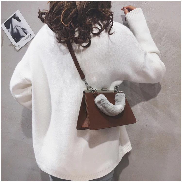 Винтажная модная женская плюшевая сумка Новая высококачественная женская дизайнерская сумка из искусственной кожи Сумка через плечо