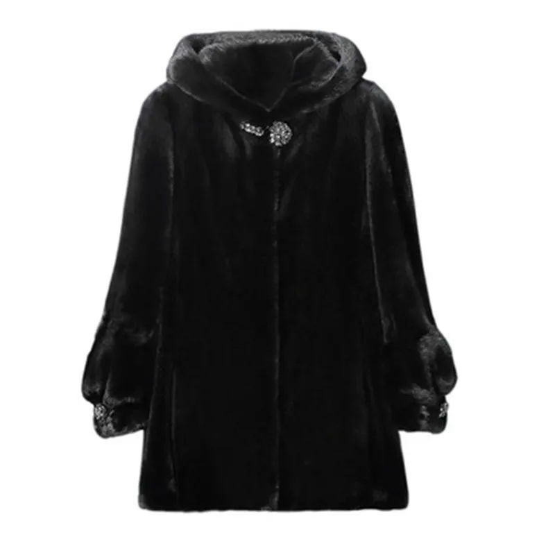 Норковая шуба,, искусственный мех, зима, новинка, плюс размер, 7XL, свободная, с капюшоном, высокого класса, длинная норковая бархатная шуба, толстая, теплая, женская верхняя одежда