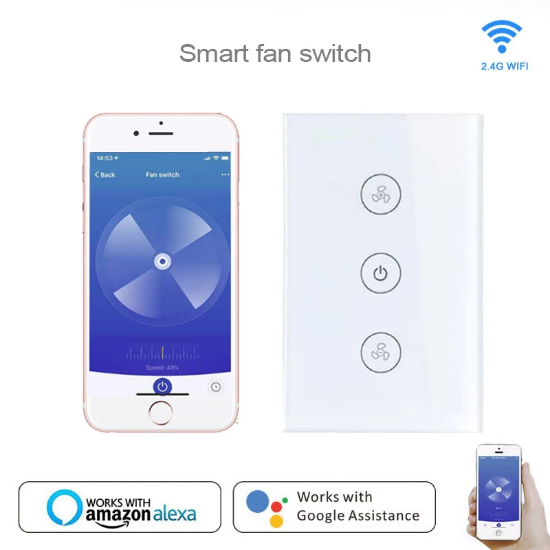 Eu/us Tuya Smart Life Wifi Smart Ceiling Fan Switch App Remote Timer And Speed Control Compatible With Alexa And Google Home Eu/us Tuya Smart Life Wifi Smart Ceiling Fan Switch App Remote Timer And Speed Control Compatible With Alexa And Google Home