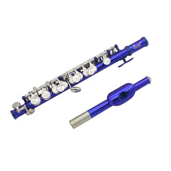 

blue piccolo 16 hole and E key in C tone with french key italy pads piccolo