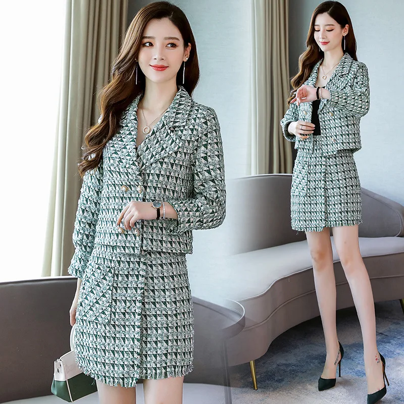 

2019 Autumn Clothing New Style Elegant Slim Fit Small Coat Set WOMEN'S Dress