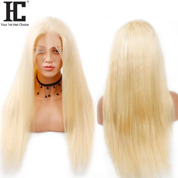 613 Lace Front Wig 200% 38" Brazilian Straight Human Hair Wigs Pre Plucked Remy 613 Blonde 13X4 Lace Frontal Wig Bleached Knots 2