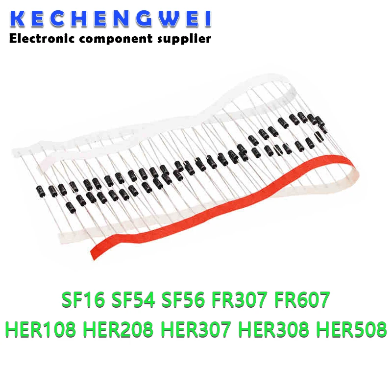 20 шт./лот HER108 HER208 HER307 HER308 HER508 SF16 SF56 SF54 FR307 FR607 DO-27 выпрямительный диод | Электронные