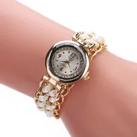1Pcs Vrouw Strass Armband Horloge Handgemaakte Breien Touw Keten Kronkelende Analoge Quartz Beweging Elastische Mode Polshorloge