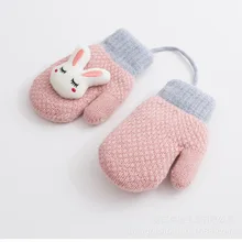 Sheng qi зима стиль Вязаный милый шнур с изображением кролика плюс бархат bao nuan bao детские перчатки напрямую от производителя Se