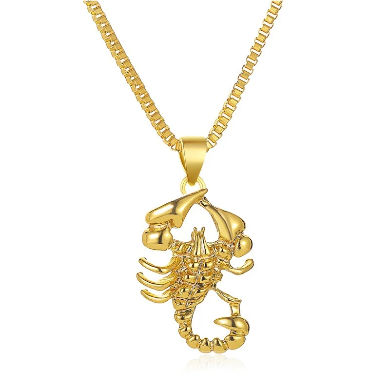 Gold Plated Scorpion Long Chain Pendant Necklace Hip Hop Scorpio Jewelry