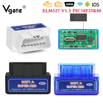 

ELM 327 V1.5 PIC18F25K80 OBD2 WIFI Bluetooth obd2 Mini Scanner ELM327 V1.5 OBD Car Diagnostic Auto Tool for Android/IOS/Windows