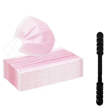 

50Pcs Pink Disposable Non-woven 3-layer Face Mask Breathable Mask With Elastic Earband Breathable Adult Mouth Mask