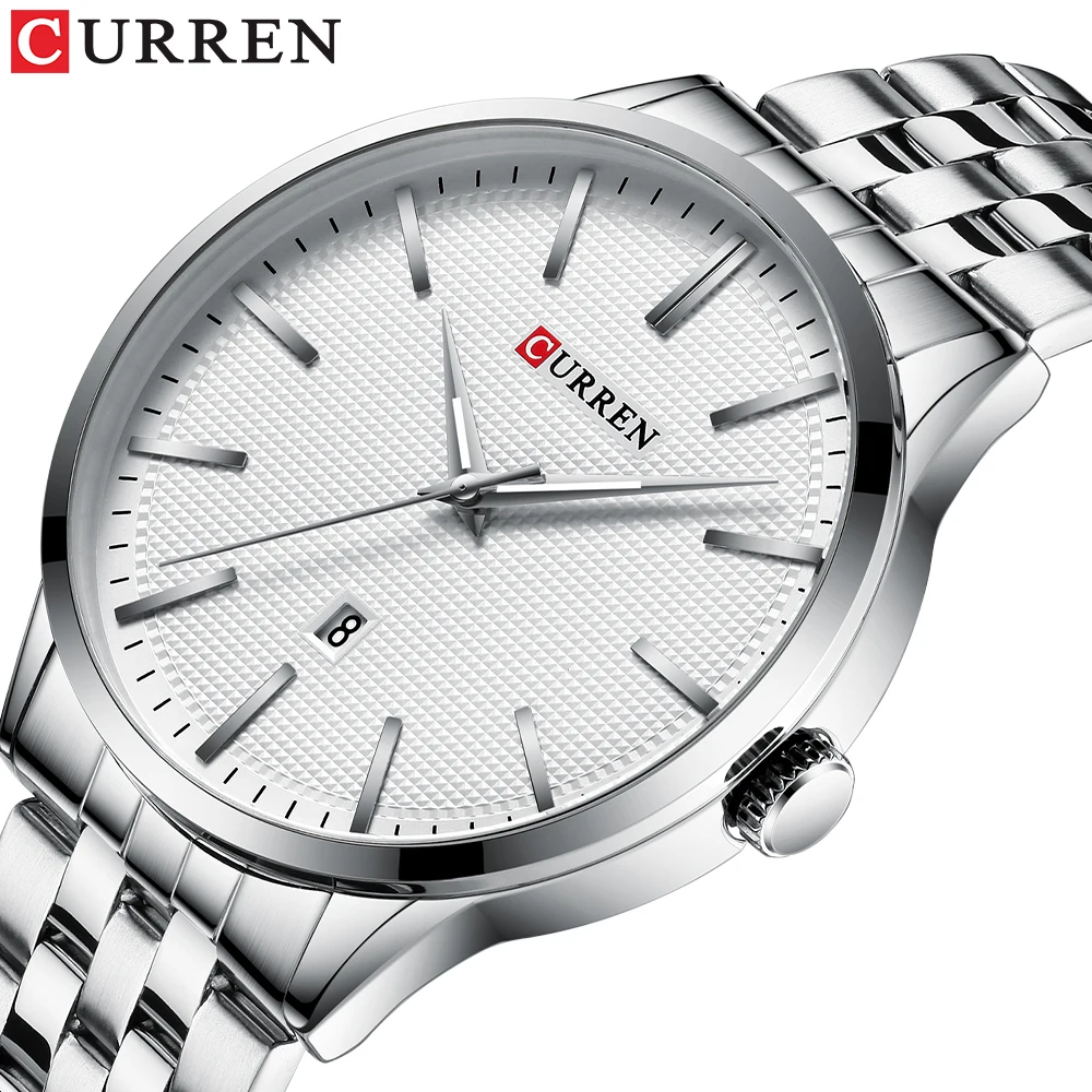 

Curren Men Watches Top Luxury Brand Fashion Quartz Wristwatch Stainless Steel Band Clock Male Auto Date Waterproof Watch 2020