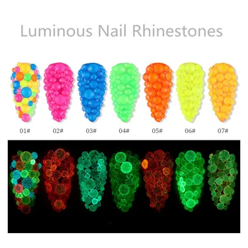 

Mixed Size Luminous Crystal Nail Art Rhinestone Decorations Fluorescent Glow In The Dark 3D Glitter Diamond Gems SS6-SS20 F713