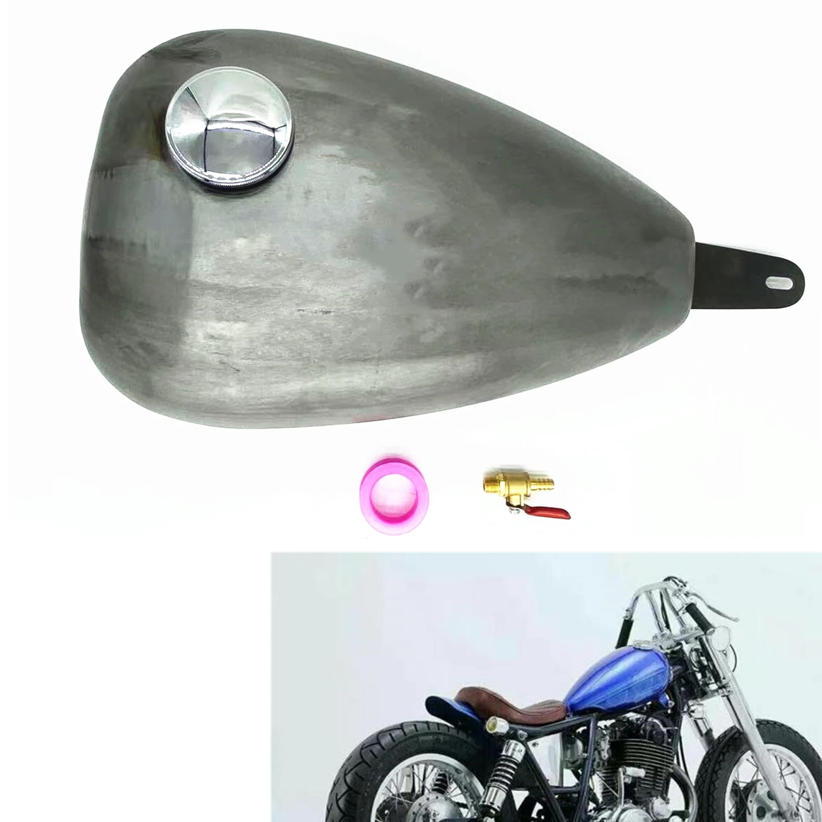 

Бензиновый бензиновый топливный бак для мотоцикла Yamaha SR400 в форме капли воды модифицированный ручной работы мотоцикл растягивающийся бензиновый масляный бак с крышкой