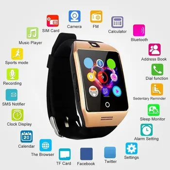

Q18S Smart Wrist Watch Remote Camera With TF SIM Card Slot Sleep Monitor Sedentary Reminder Recording Phone Watch 2020 New