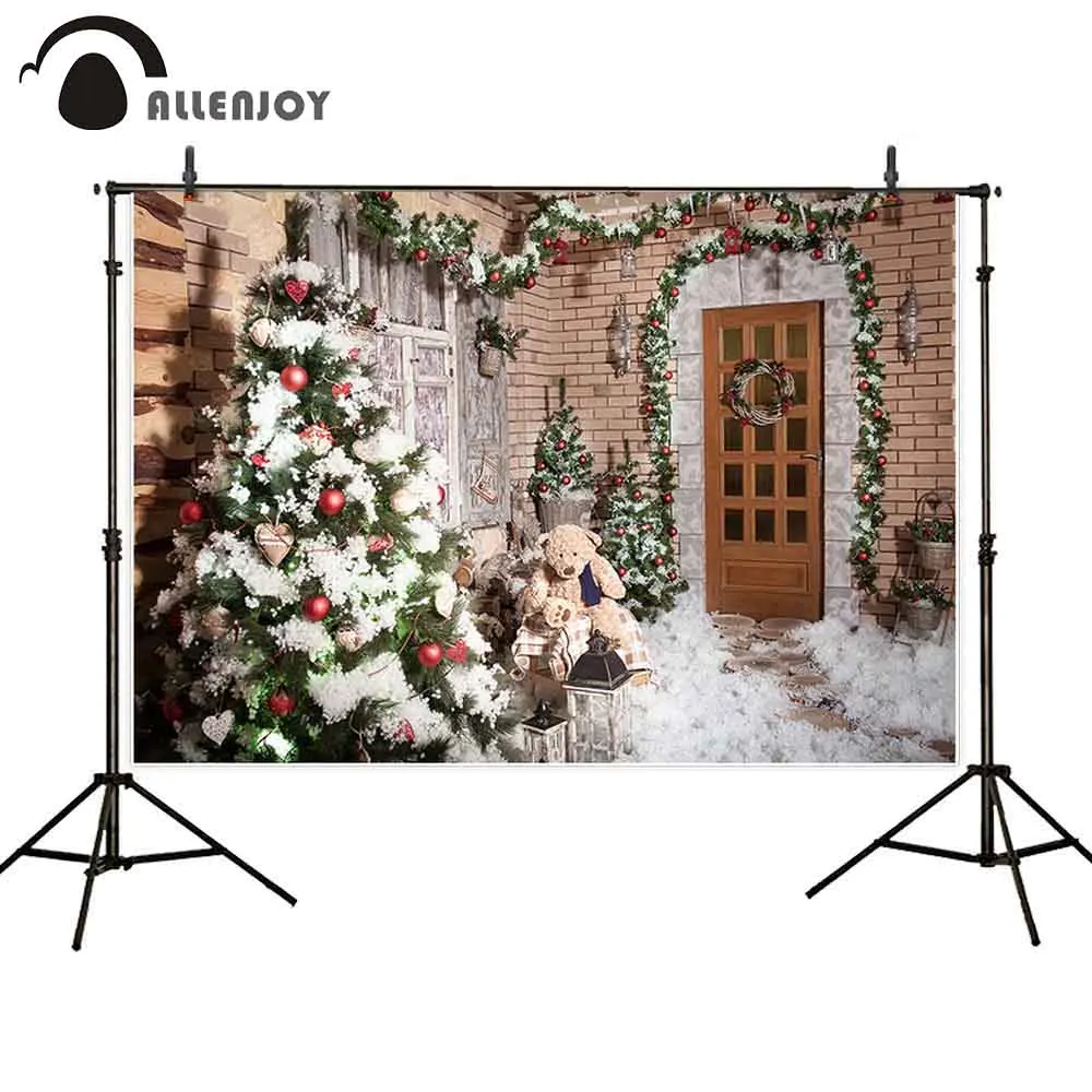 Фон для фотографий allenjoy дорожка дверь зимний дом Рождественский Декор Деревья