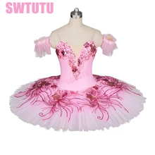 Балетная пачка розового персика для взрослых, Женская Цветочная сказочная балетная пачка, светло-розовая балетная пачка с лебедем для девочек BT8980