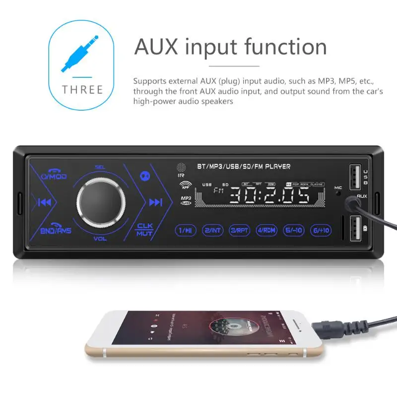 VODOOL 3205 1DIN автомобильный стерео MP3-плеер с сенсорной клавишей Bluetooth Авторадио USB/TF/AUX-IN FM радио головное устройство мультимедийный плеер