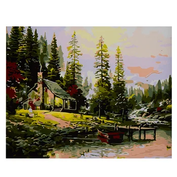 

DIY Hand-painted Oil Painting By Numbers Kit Scenery Canvas Oil Painting Frameless +Paint Brushes Drawing Art Craft 40X50CM