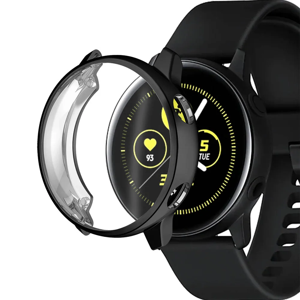 Силиконовый ремешок для samsung Galaxy watch active TPU Защитные чехлы для Galaxy 42 мм gear s2/sport полный защитный чехол - Цвет: Black