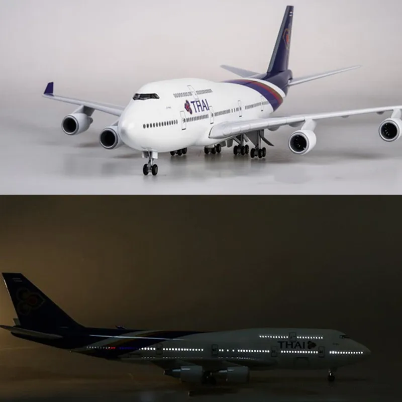 Коллекция 1/150 литая под давлением пластиковая Смола самолет 47 см B747 самолет Таиланд Тайская авиация самолет со светом и колесами