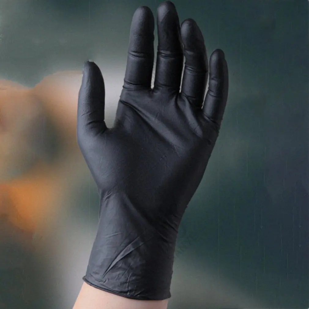 Одноразовые перчатки черные антикислотные и щелочные антистатические защитные татуировки Нитриловая Резина профессиональный