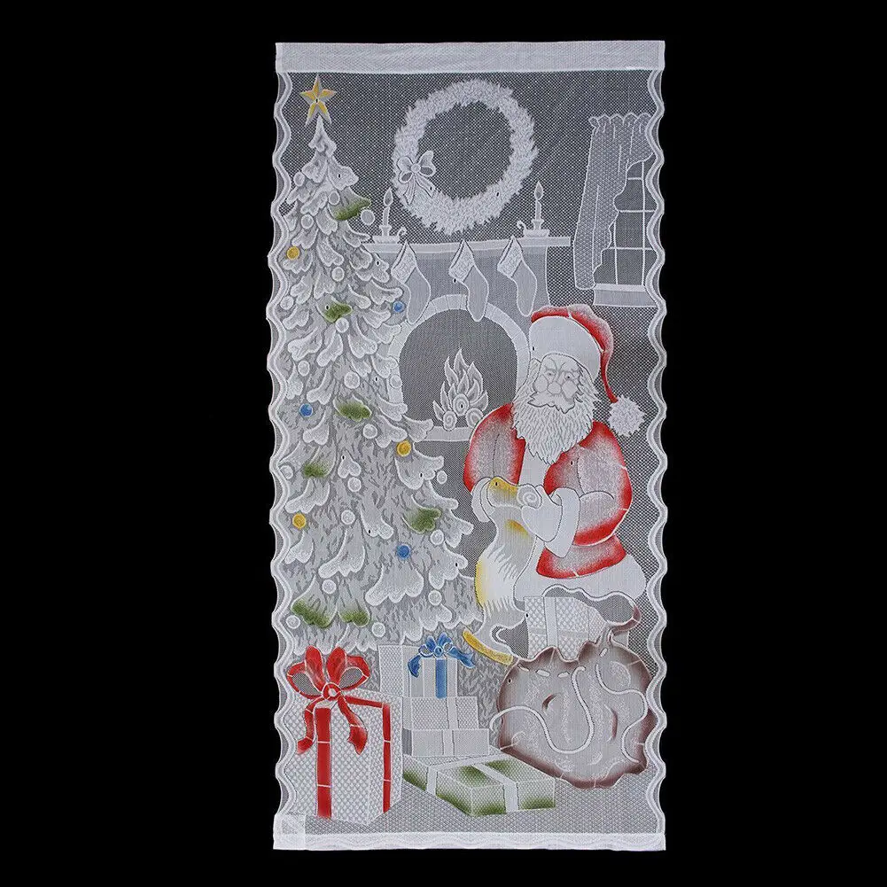 40x84'' Xmas Window Door Lace Curtain Tapestries Christmas Hangings Party Home Decor