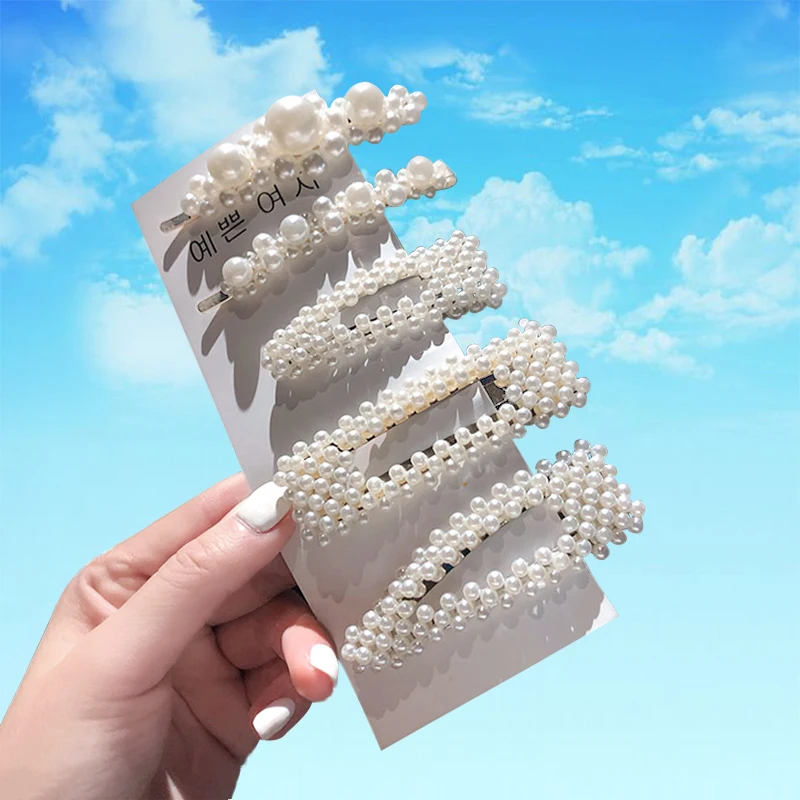 

Ins Fashion 1pcs Women Girls Elegant Pearls Hair Clips Sweet Headwear Hair Ornament Hairpins Barrettes Headband Hair Accessories