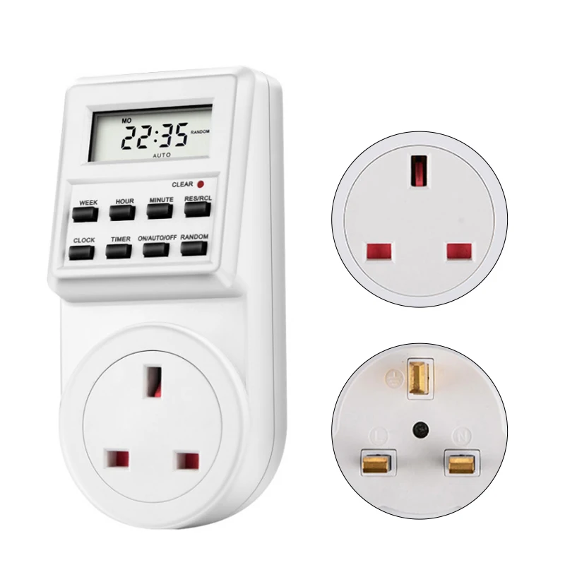 EUPlug Digital Weekly Programmable Electrical Wall Plug-in Power Socket Timer Switch Outlet Time Clock AC 220V 110V UK US FR BR 5