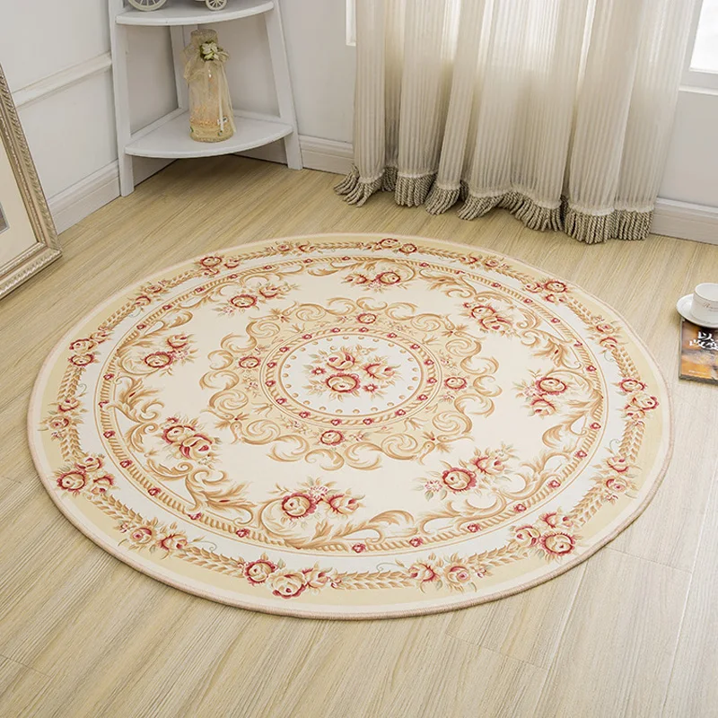 Sholisa, Круглый напольный коврик, коврик для гостиной, журнальный кабинет/стол, противоскользящий, домашний декор - Цвет: Белый