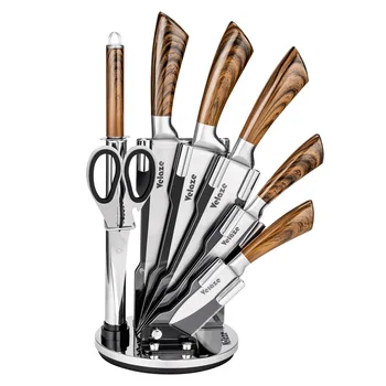 

Velaze 8 Piece Stainless Steel Kitchen Knives Set with Spinning Block Chef Slicing Bread Fruit Paring Knife Set Accessories