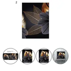 Affiche d'art légère et délicate avec motif de feuilles de plantes noires, peinture charmante imprimée professionnellement pour hôtel 