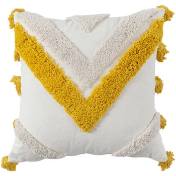 

Throw Pillow Covers Boho Modern Tribal Decoration Blue Tufted Fringe Tassel Couch Cushion Case for Bedroom Living Room Sofa Car-