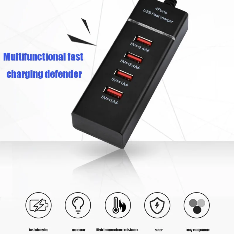 Universal 4 USB Port Fast Phone Charger Travel Wall Power Fast Charging EU US Plug Adapter For iPhone For Samsung Mobile Phones