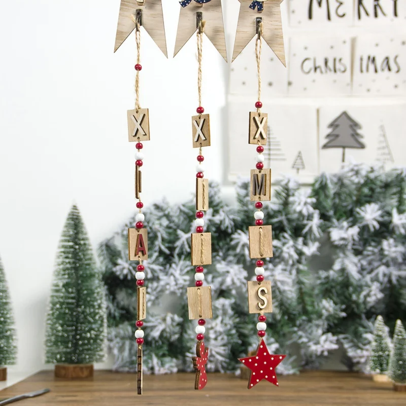 

Christmas Wood Material Ornament Painted Letters Tag House DIY Mini Window Xmas Wooden Sign Pendant Christmas Tree Decoration