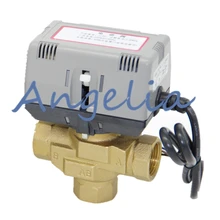 AC220V " BSP DN25 латунь 3 ходовой моторизованный клапан электрический привод клапан для системы ОВКВ воды 3 линии 2 управления